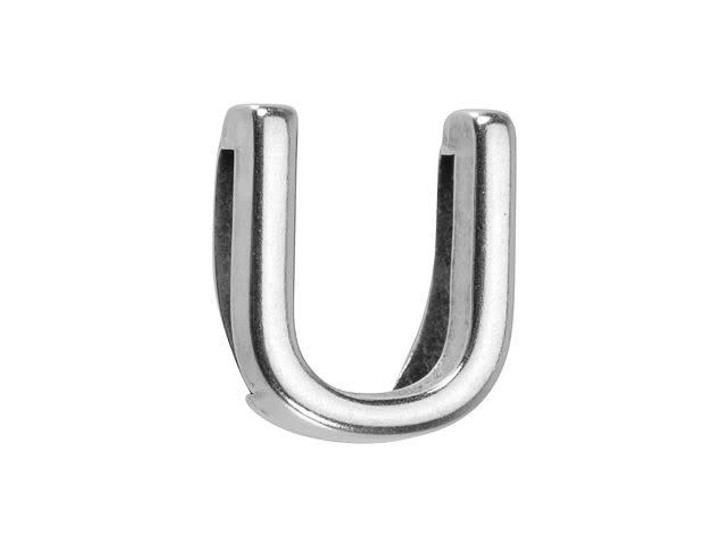 Regaliz Silver-Plated Pewter Alphabet Slider Bead for Flat Leather - U Regaliz Silver-Plated Pewter Alphabet Slider Bead for Flat Leather - U