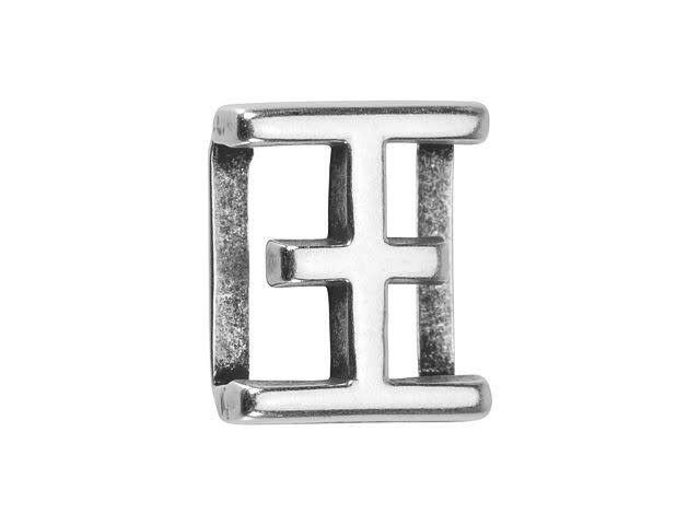 Regaliz Silver-Plated Pewter Greek Alphabet Slider Bead for Flat Leather - XI