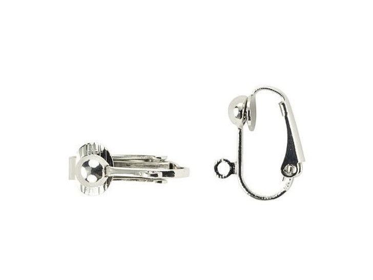 Rhodium-Plated Brass Clip-On Earring with Loop (1 Pair)