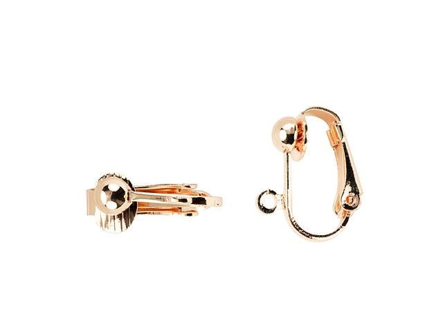 Rose Gold-Plated Brass Clip-On Earring with Loop (1 Pair)
