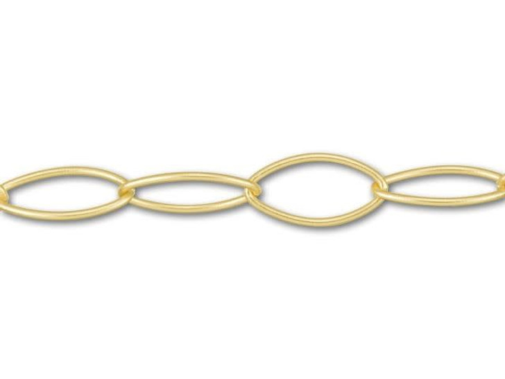 Satin Hamilton Gold-Plated Oval Link Handmade Chain by the Foot