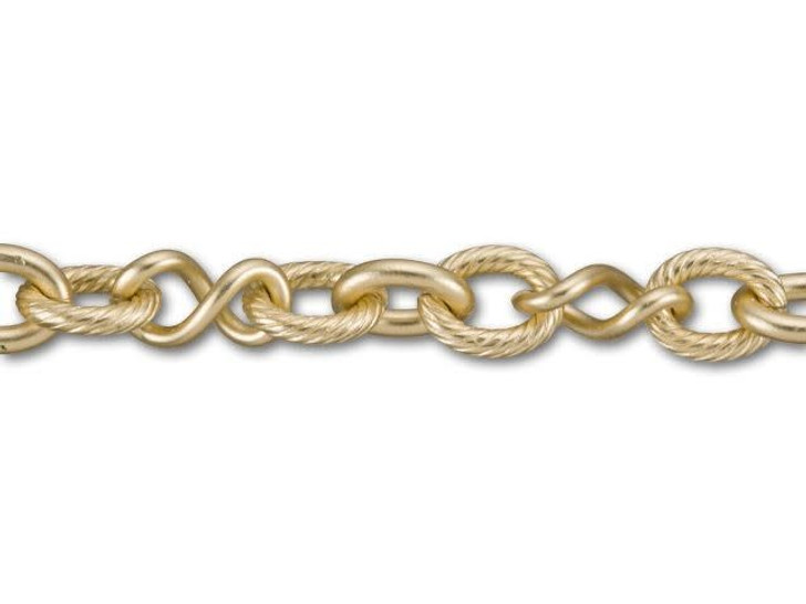 Satin Hamilton Gold-Plated Twisted Link and Textured Link Chain by the Foot