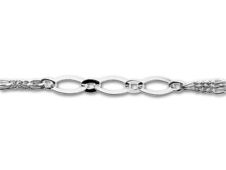 Silver-Plated 3 Strand + 3 Link Chain by the Foot Silver-Plated 3 Strand + 3 Link Chain by the Foot