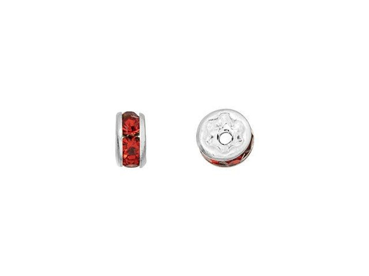Silver-Plated 4.5mm Siam Ruby Rhinestone Rondelle Spacer Bead Silver-Plated 4.5mm Siam Ruby Rhinestone Rondelle Spacer Bead