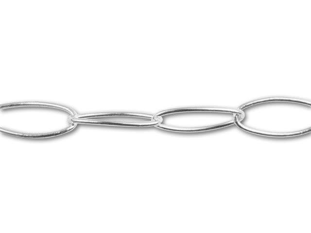 Silver-Plated Oval Link Handmade Chain by the Foot