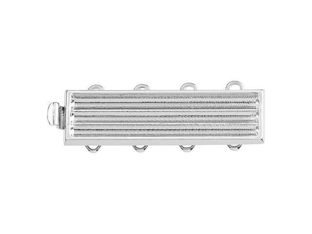 Silver-Plated Seed Bead Clasp for Delicas/Treasures, 26x7mm with 4 Rings