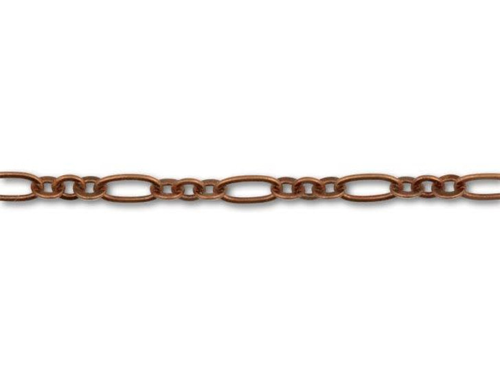 Antique Copper-Plated 3+1 Small Round and Oval Link Chain by the Foot