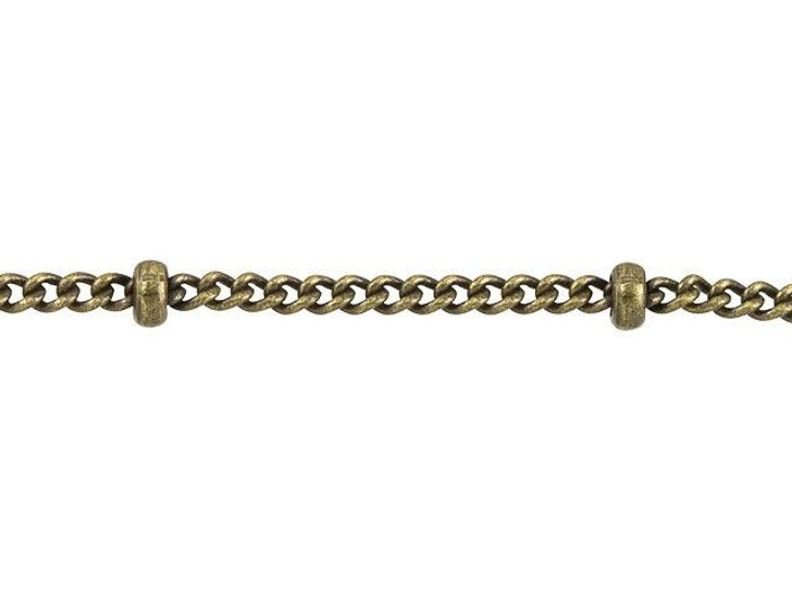 Small Antique Brass-Plated Satellite Chain by the Foot