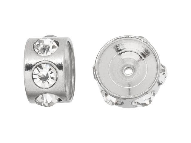 Stainless Steel 8mm Rondelle Spacer Bead with CZ