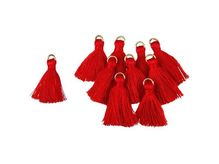 1-Inch Red Tassel with Gold Ring (10pc pack)