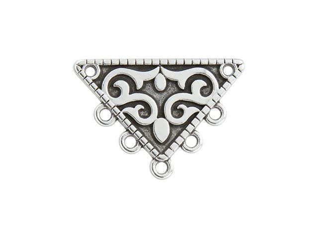 Antique Silver-Plated Ethnic Triangle Pendant with 5 Loops