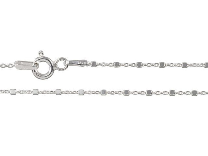 Beaded chain necklace in sterling silver, 16 long.