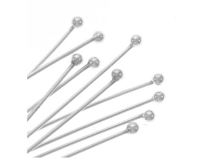 Sterling Silver 2 inch Ball-end Head Pin, 24 gauge