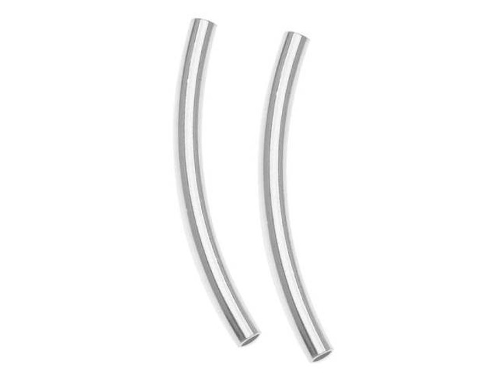 Sterling Silver 2 x 25mm Curved Tube Bead