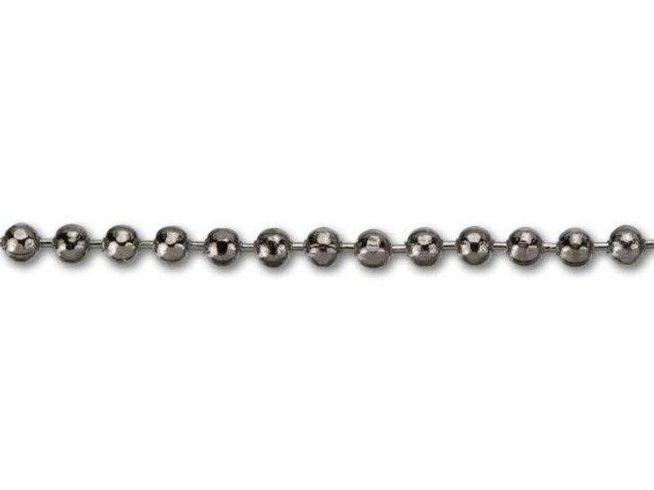 1mm Gunmetal-Plated Brass Diamond Cut Ball Chain by the Foot 1mm Gunmetal-Plated Brass Diamond Cut Ball Chain by the Foot