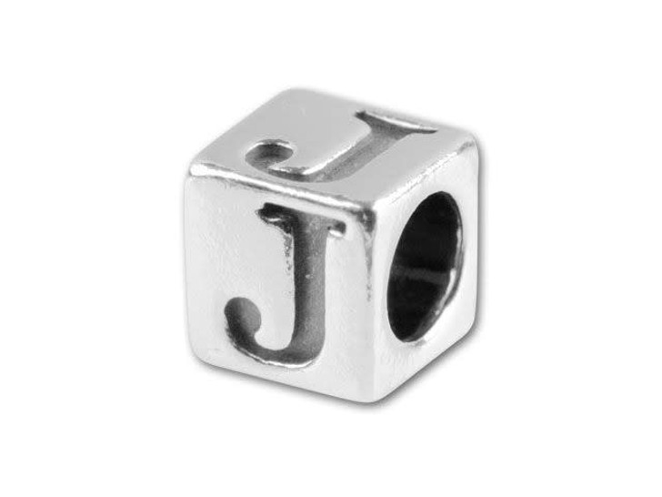 Sterling Silver 5.6mm Alphabet Bead - J