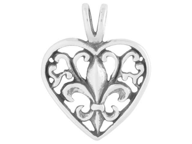 A&G ネックレス Fleur de Lis シルバー925　ハートペンダント Sterling Silver Fleur de Lis Filigree Heart Pendant