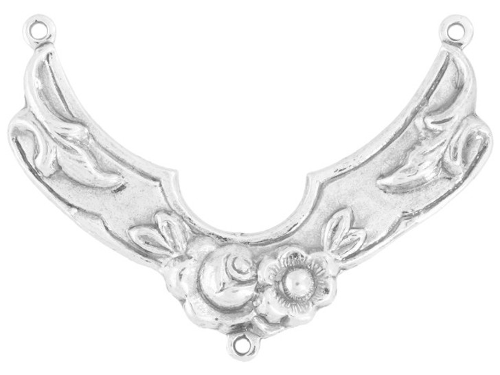 Artbeads Sterling Silver Floral Crescent Pendant