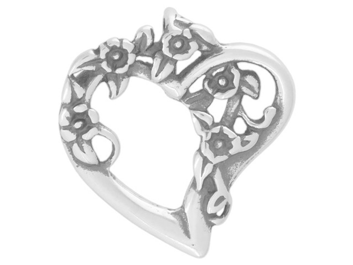 Sterling Silver Flowery Heart Charm