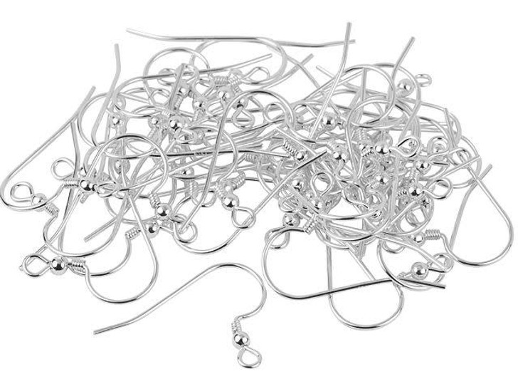 Artbeads Sterling Silver French Hook Earwire with Ball and Coil, Pro Pack (25 Pairs)