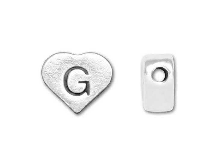 Sterling Silver Heart Letter Bead - G