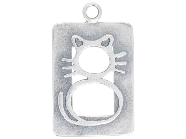 Artbeads Sterling Silver Large Rectangle Cat Cut-Out Charm