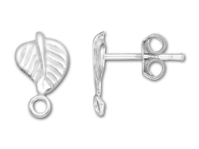 Sterling Silver Leaf Post Earring (1 Pair)