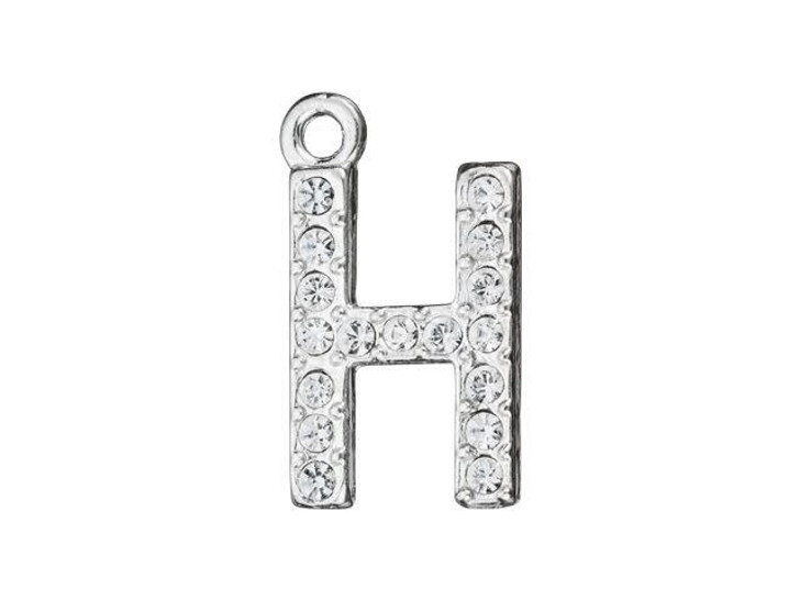 Sterling Silver Letter H Pendant with Ring (12.5mm)