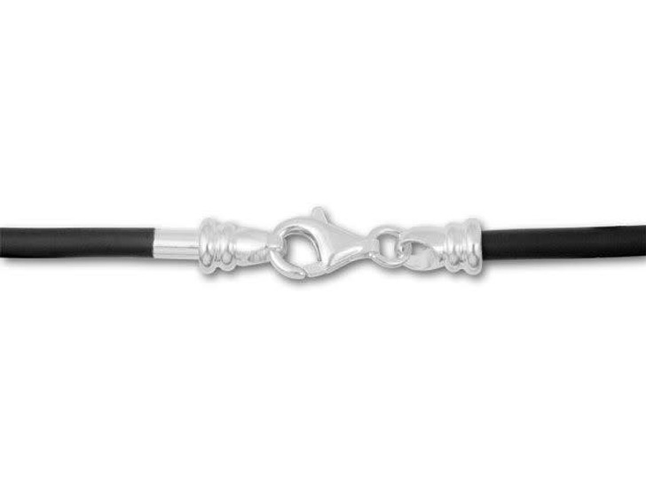 20-Inch 3mm Leather Necklace - Black with Sterling Silver Clasp