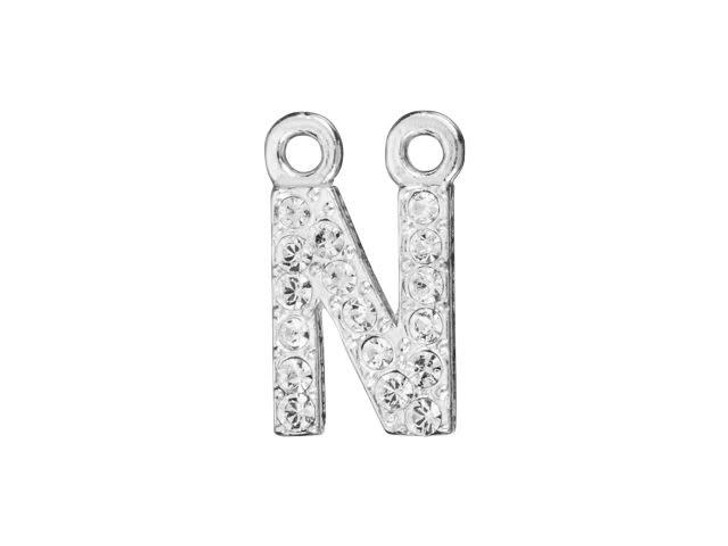 Sterling Silver Letter N Pendant with 2 Rings (7mm) Sterling Silver Letter N Pendant with 2 Rings (7mm)
