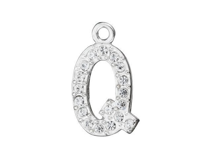 Sterling Silver Letter Q Pendant with Ring (12.5mm) Sterling Silver Letter Q Pendant with Ring (12.5mm)