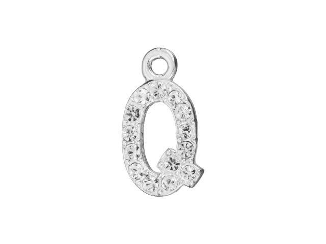 Sterling Silver Letter Q Pendant with Ring (7mm)