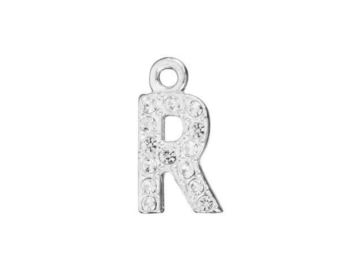 Sterling Silver Letter R Pendant with Ring (7mm)