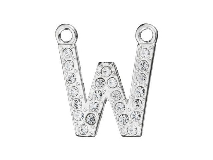 Sterling Silver Letter W Pendant with 2 Rings (12.5mm)