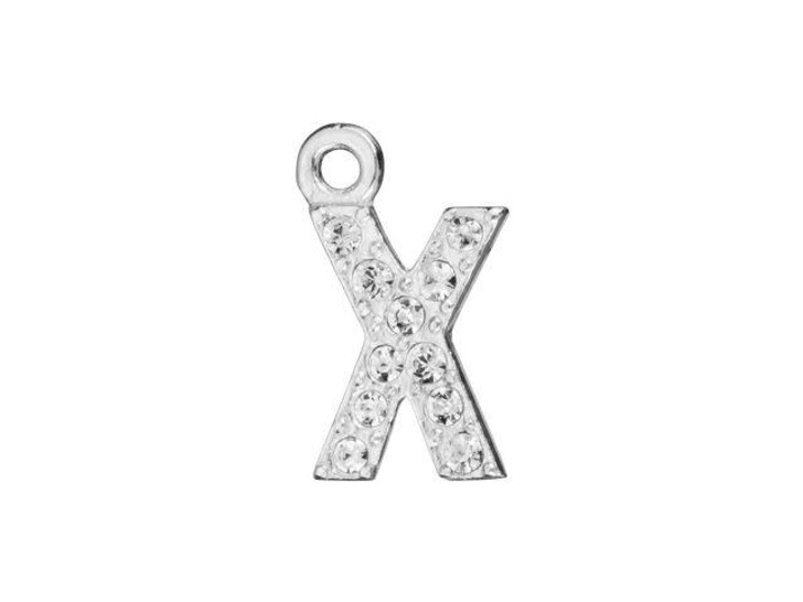 Sterling Silver Letter X Pendant with Ring (7mm)