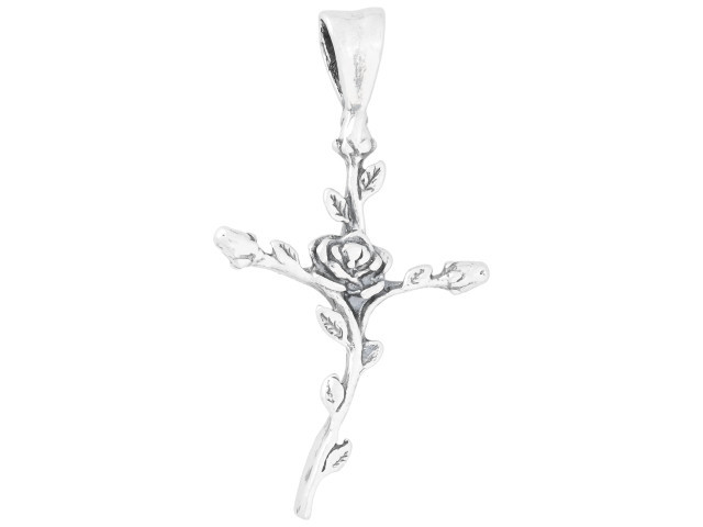 Artbeads Sterling Silver Rose Cross Pendant