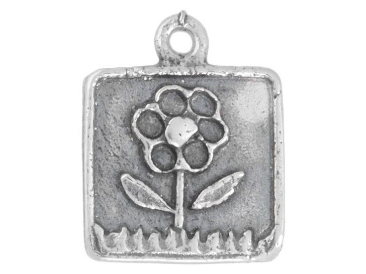 Artbeads Sterling Silver Square Floral Charm