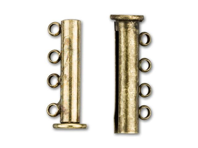 24.5x10mm Antique Brass-Plated 4 Ring Magnetic Tube Clasp