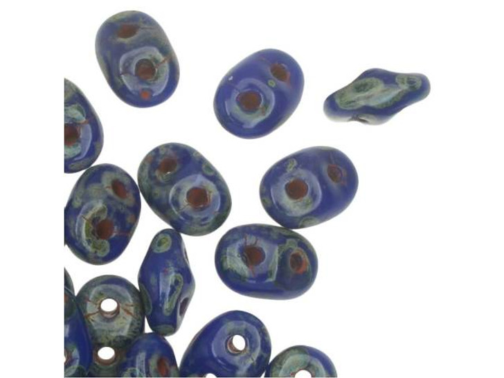 Matubo SuperDuo 2x5mm 2-Hole Opaque Blue Picasso Seed Bead 2.5-Inch Tube