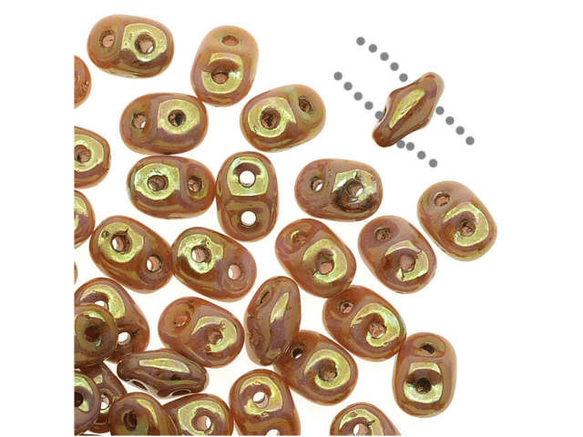 Matubo SuperDuo 2x5mm 2-Hole Opaque Rose Gold Topaz Luster Seed Bead 2.5-Inch Tube