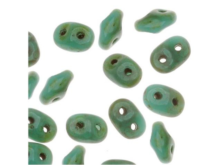 Matubo SuperDuo 2x5mm 2-Hole Opaque Turquoise Picasso Seed Bead 2.5-Inch Tube