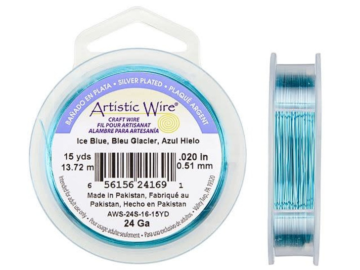 24-Gauge Ice Blue Tarnish-Resistant Artistic Wire, 15-Yard Spool