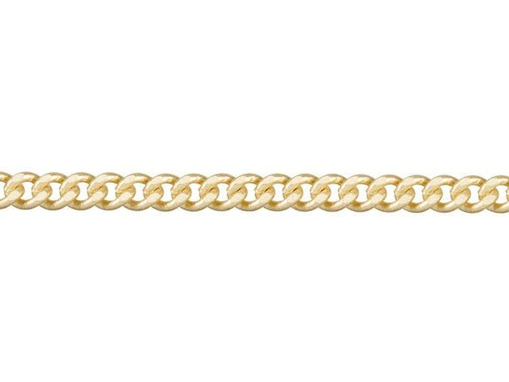 2mm Satin Hamilton Gold-Plated Brass Delicate Flat Curb Chain by the Foot 2mm Satin Hamilton Gold-Plated Brass Delicate Flat Curb Chain by the Foot
