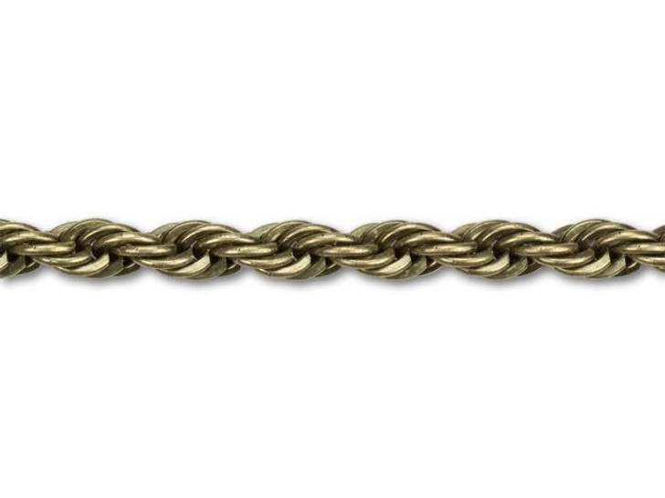 3.8mm Antique Brass-Plated Rope Chain by the Foot