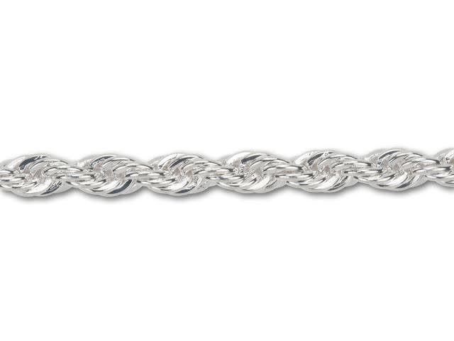 3.8mm Silver-Plated Rope Chain by the Foot