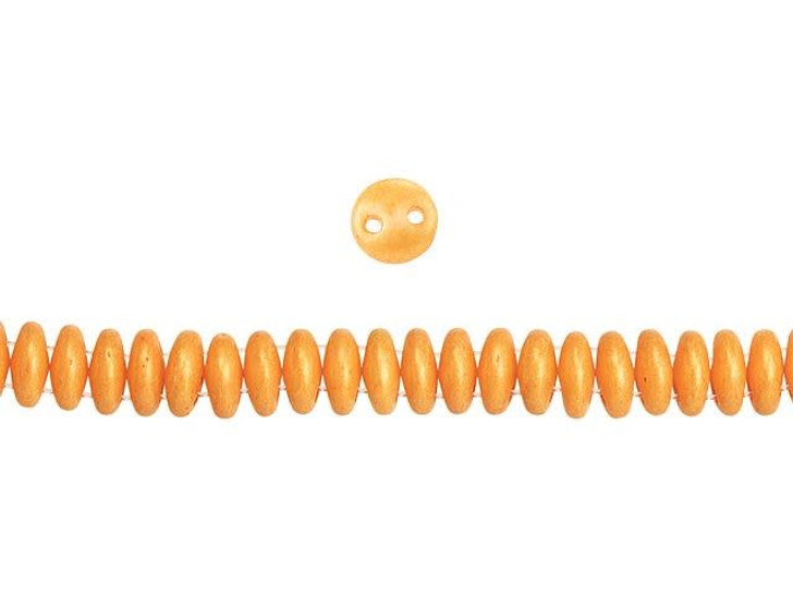 CzechMates Glass 6mm Pacifica Tangerine 2-Hole Lentil Bead Strand