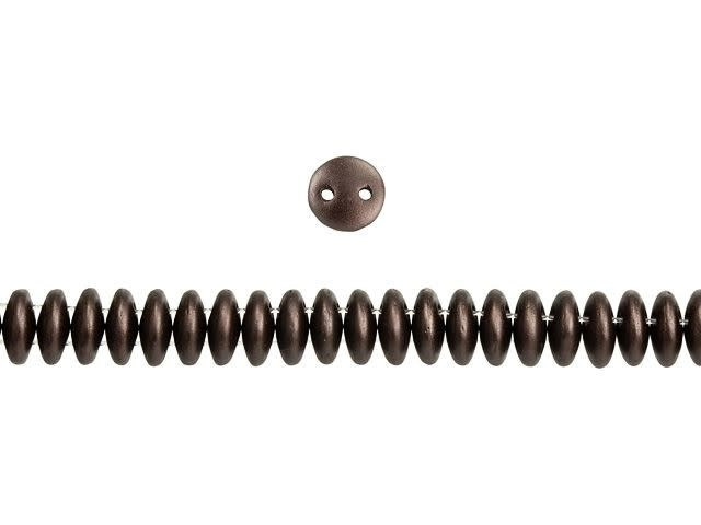 CzechMates Glass 6mm Pearl Coat Bistre 2-Hole Lentil Bead Strand