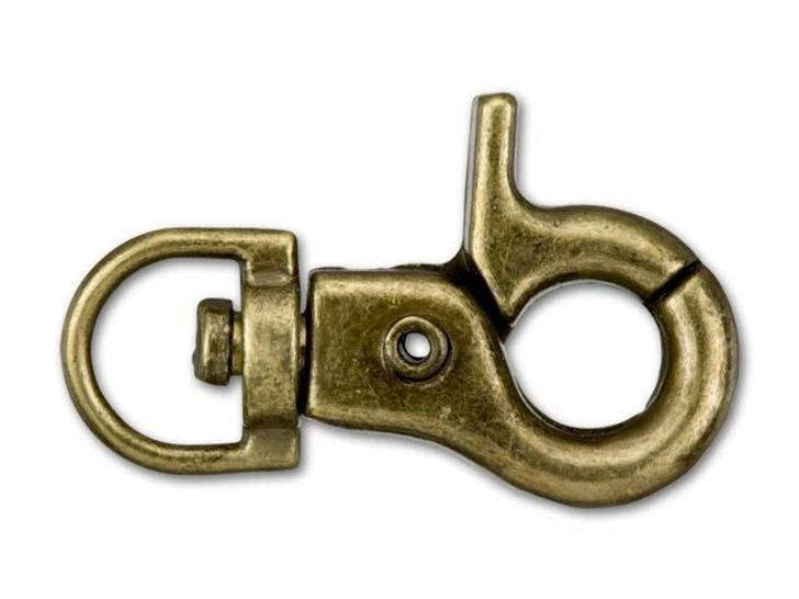 30mm Round Antique Brass-Plated Swivel Lobster Clasp