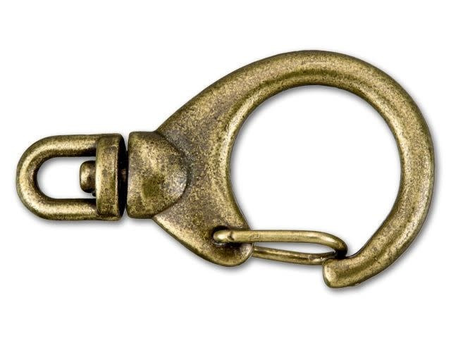 33mm Round Antique Brass-Plated Swivel Lobster Clasp