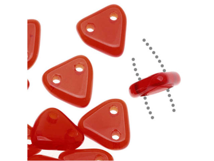 CzechMates Glass 6mm Siam Ruby Two-Hole Triangle Bead Pack, 2.5-Inch Tube